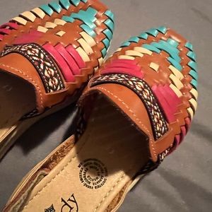 Mexican Traditional multi color sandals size 23 from Mexico used